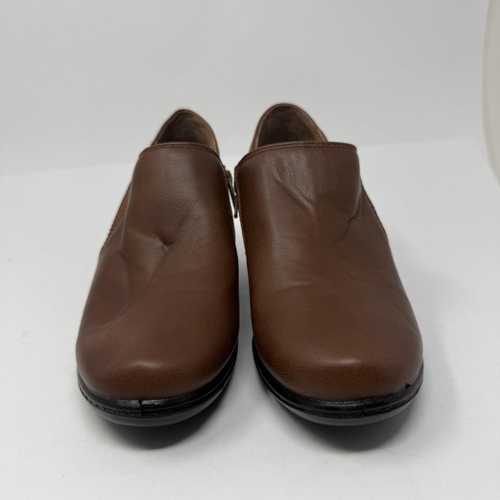 Brown Slip On Shoes Womens Size 8 Medium Block Heel Comfort Casual Zip Sides - Picture 11 of 13